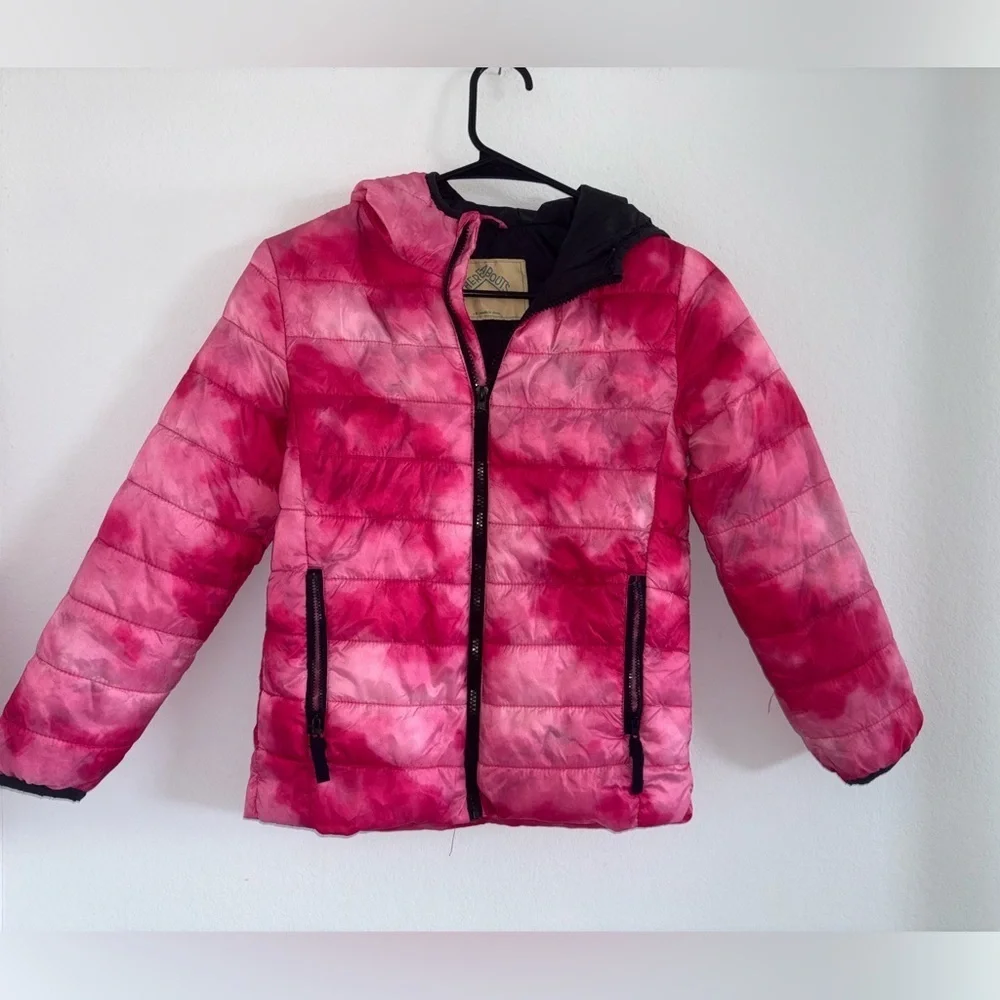Kids Puffer Jacket Pink Tie Dye